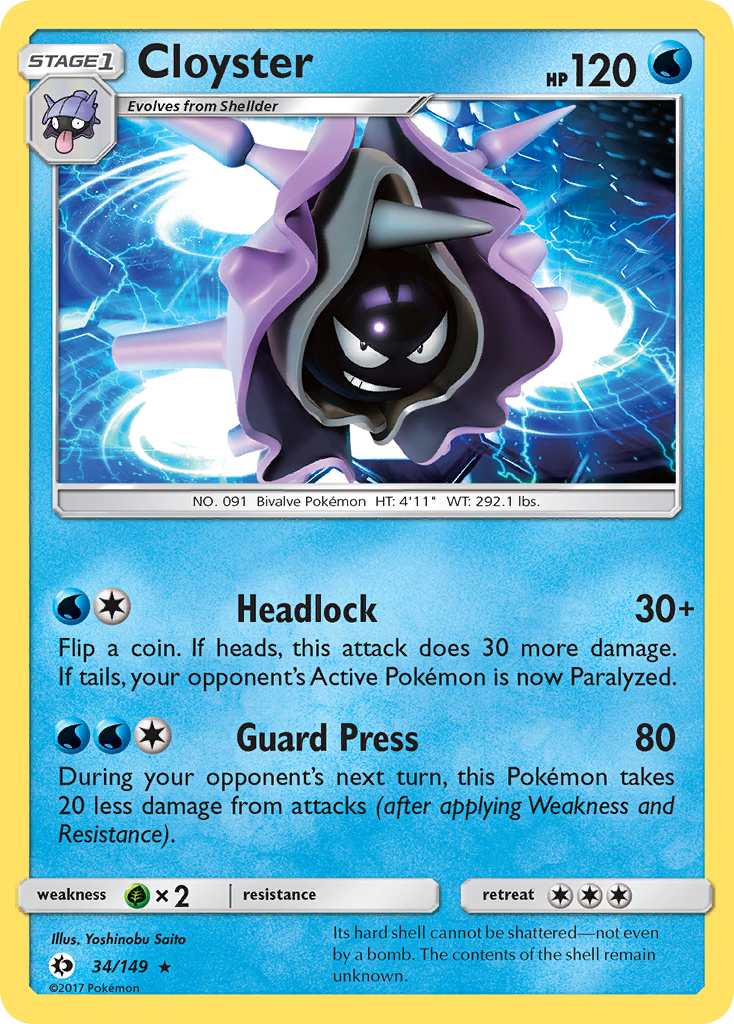 Cloyster 34 Rare card from Sun & Moon