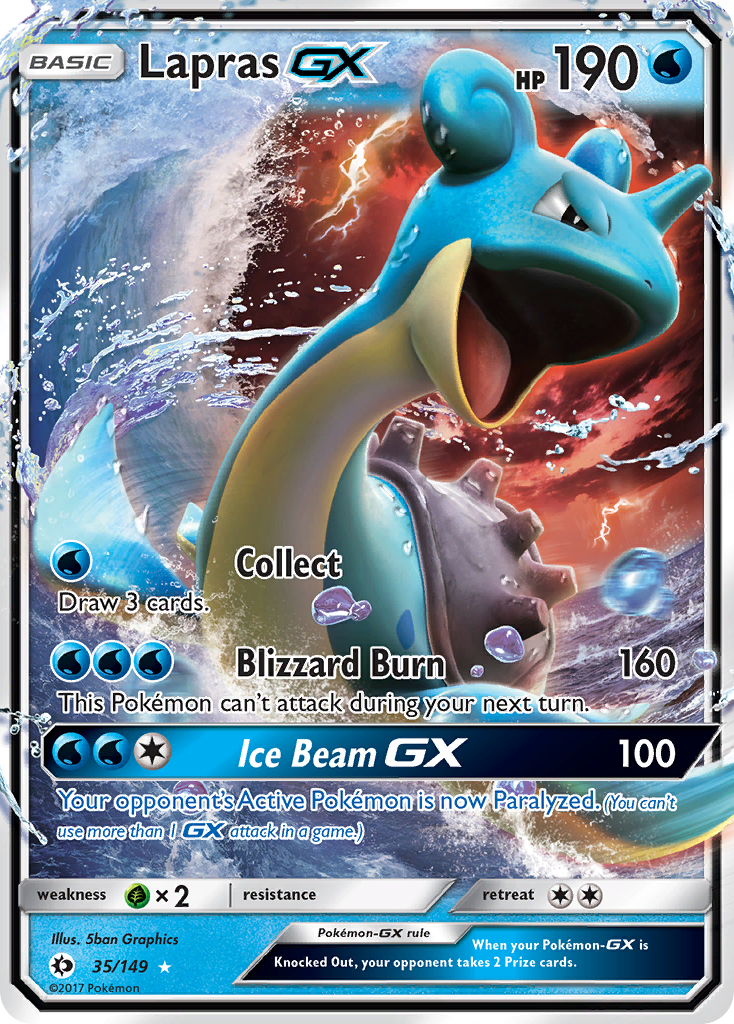 Lapras-GX 35 Rare Holo GX card from Sun & Moon