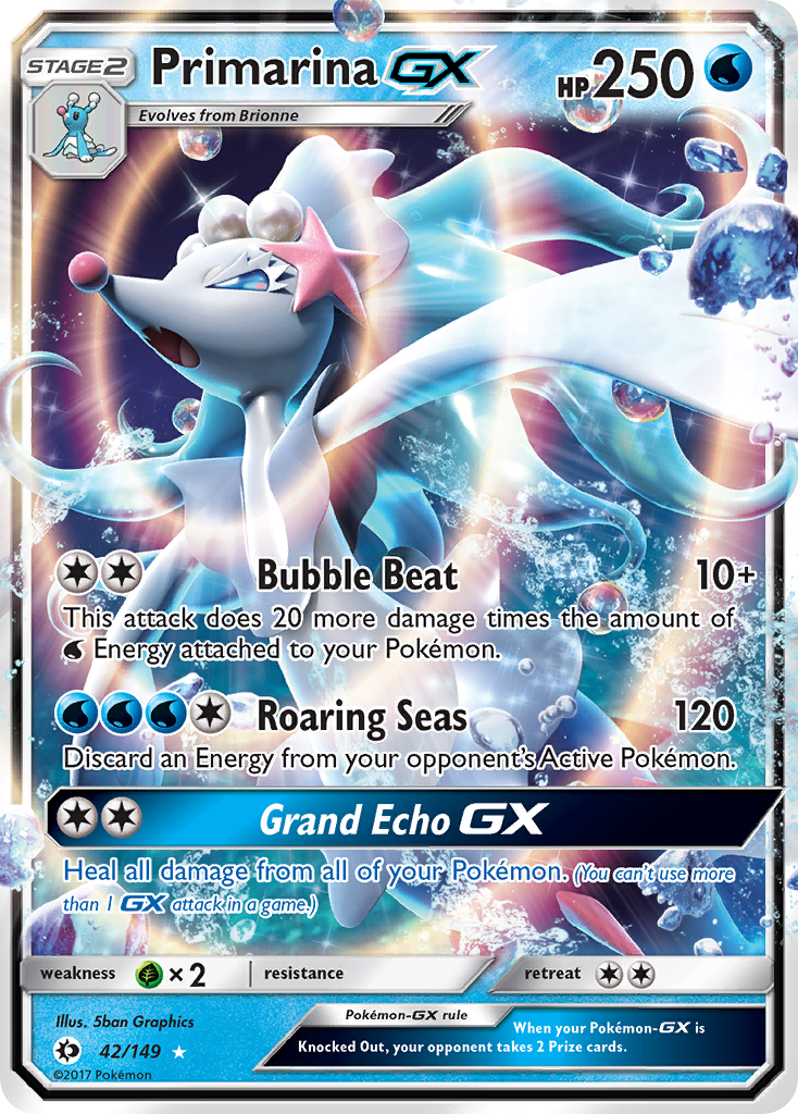 Primarina-GX 42 Rare Holo GX card from Sun & Moon