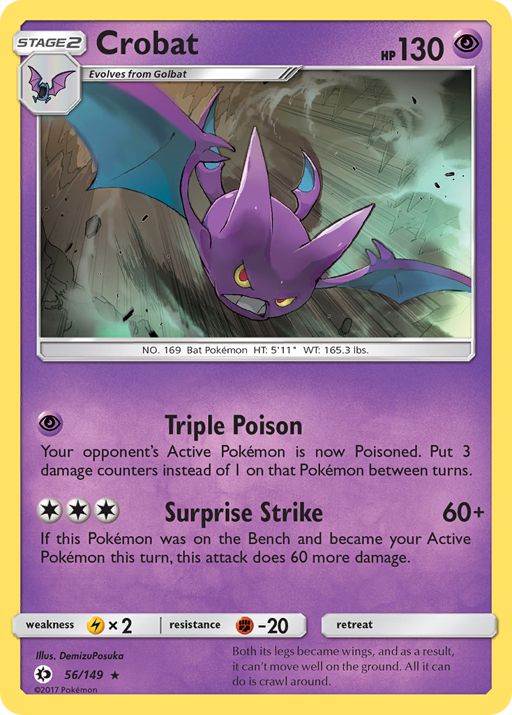 Crobat 56 Rare Holo card from Sun & Moon