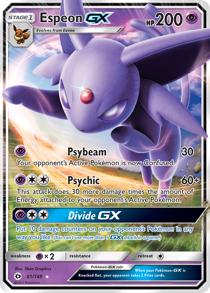 Espeon-GX 61 Rare Holo GX card from Sun & Moon