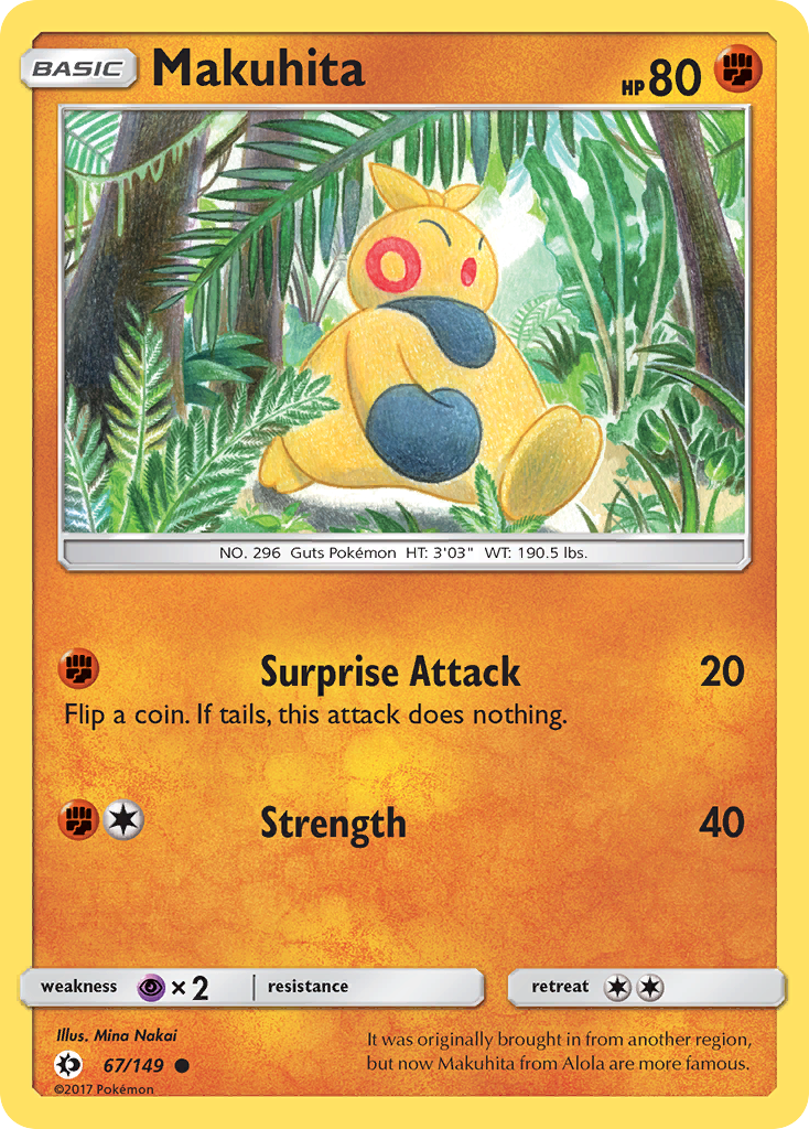Makuhita 67 Common card from Sun & Moon