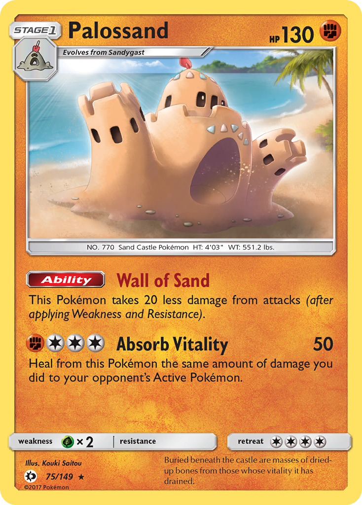 Palossand 75 Rare card from Sun & Moon