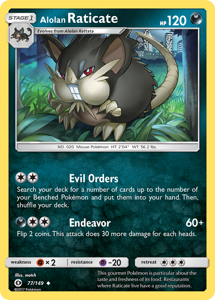 Alolan Raticate 77 Uncommon card from Sun & Moon