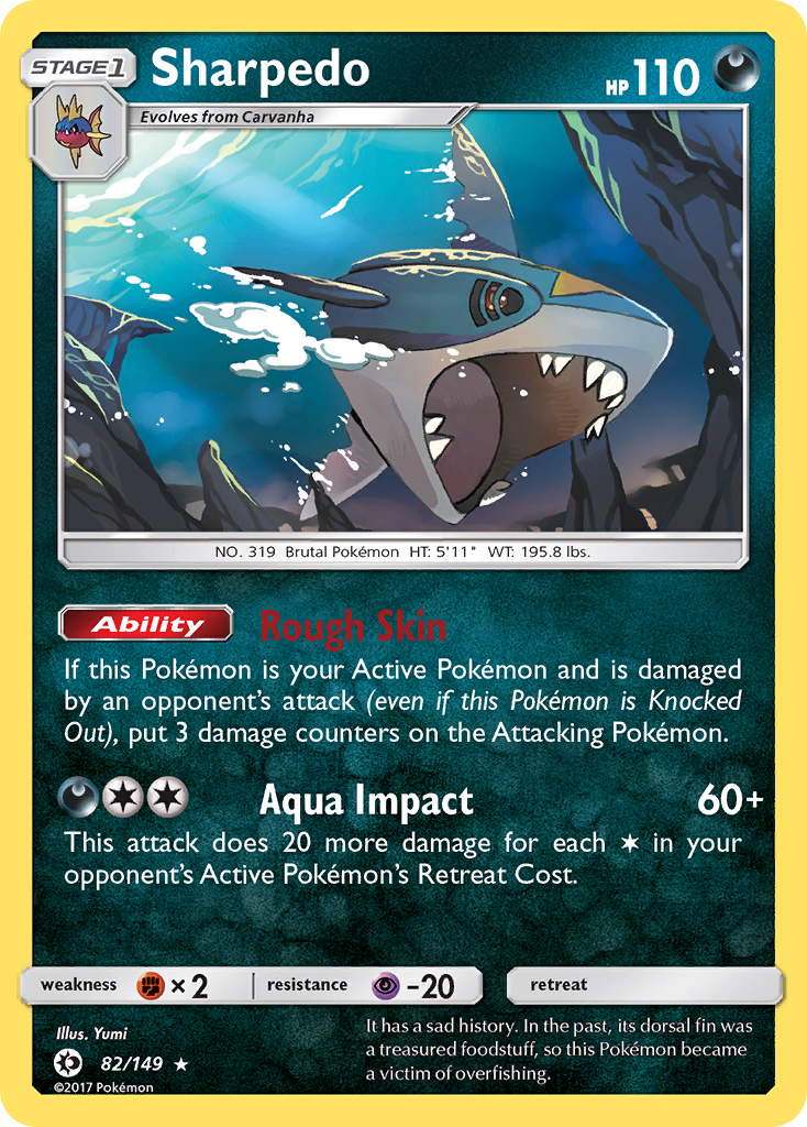 Sharpedo 82/149 Rare Holo card from Sun & Moon