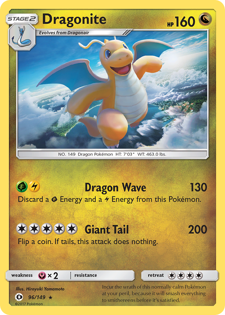 Dragonite 96 Rare Holo card from Sun & Moon
