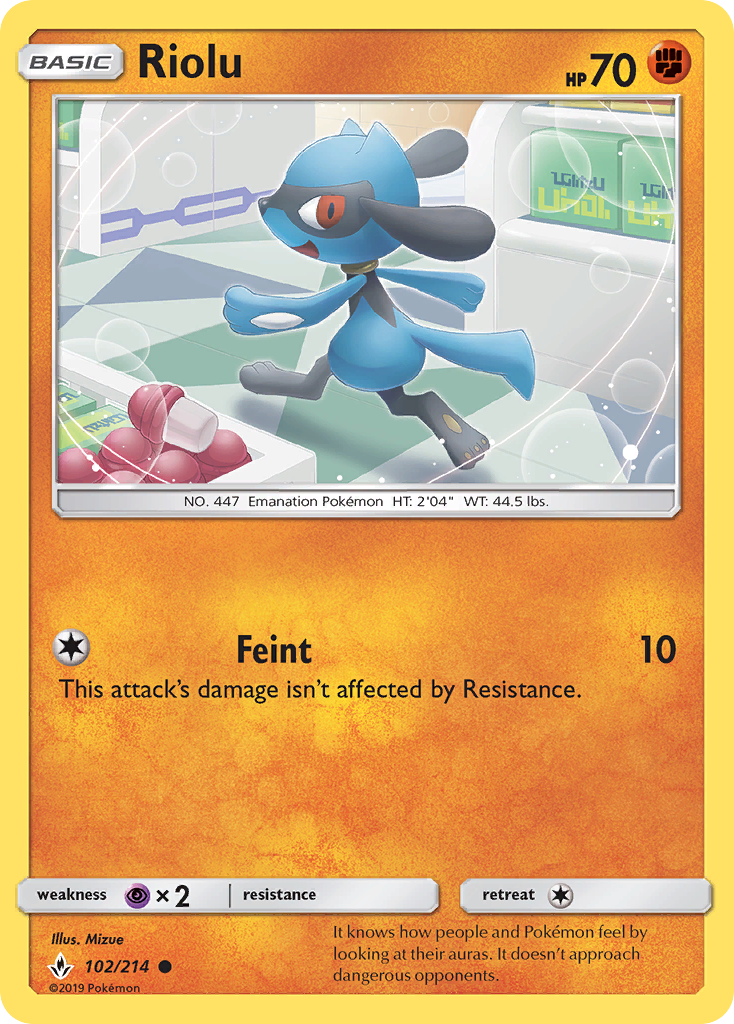 Riolu 102/214 Common card from Unbroken Bonds