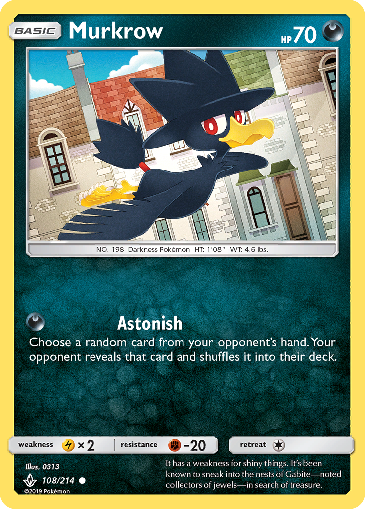 Murkrow 108 Common card from Unbroken Bonds