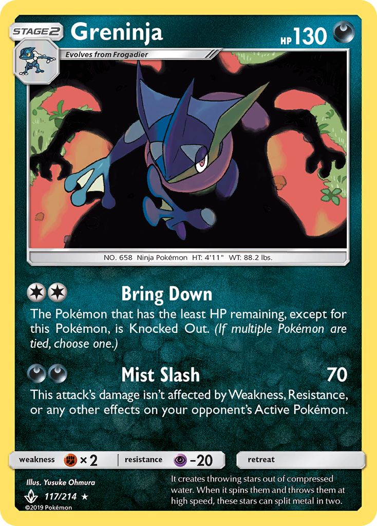 Greninja 117 Rare Holo card from Unbroken Bonds
