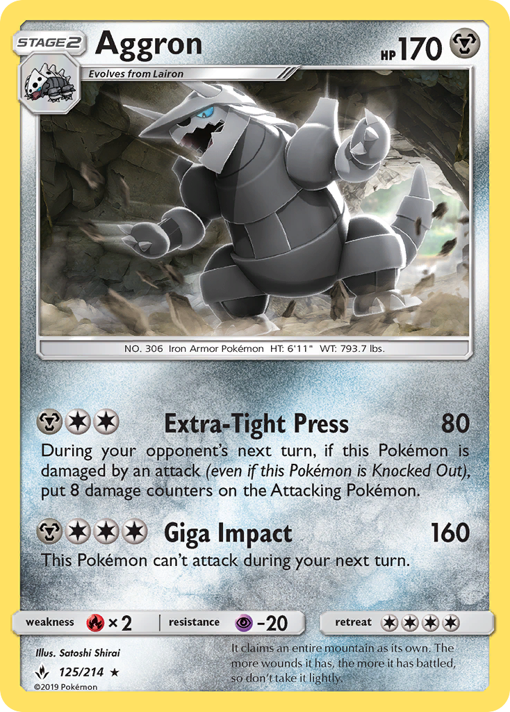 Aggron 125/214 Rare card from Unbroken Bonds