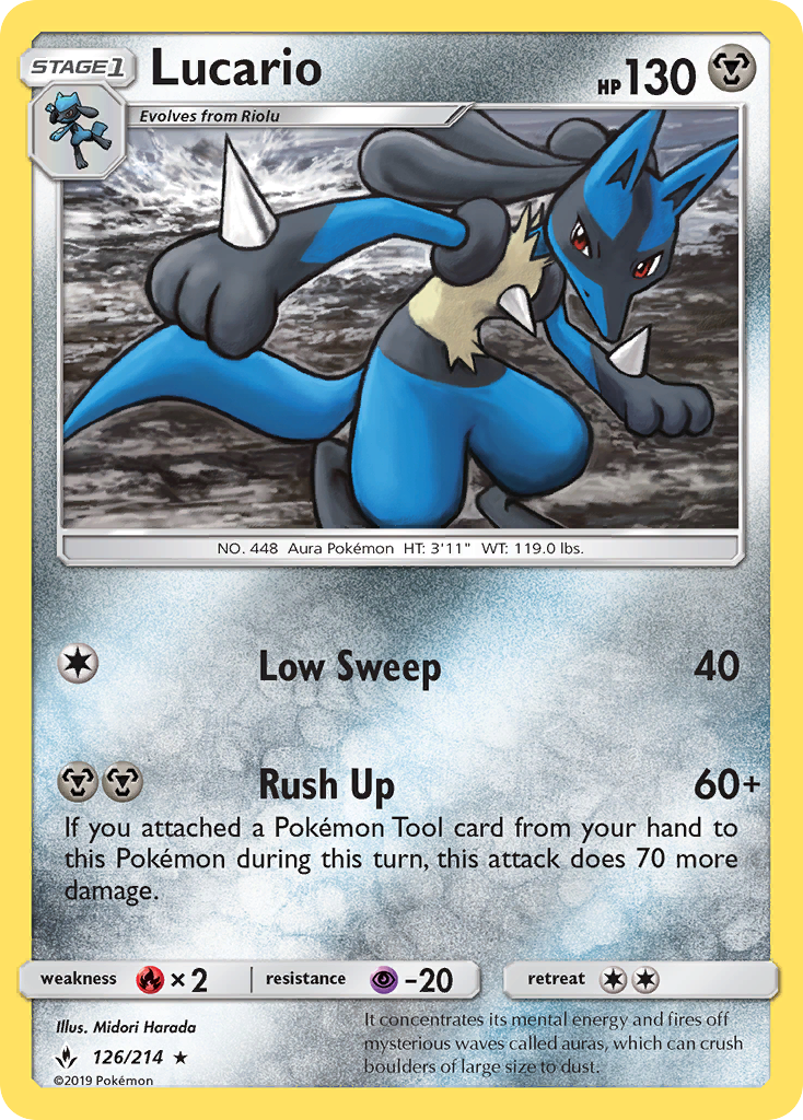 Lucario 126 Rare Holo card from Unbroken Bonds