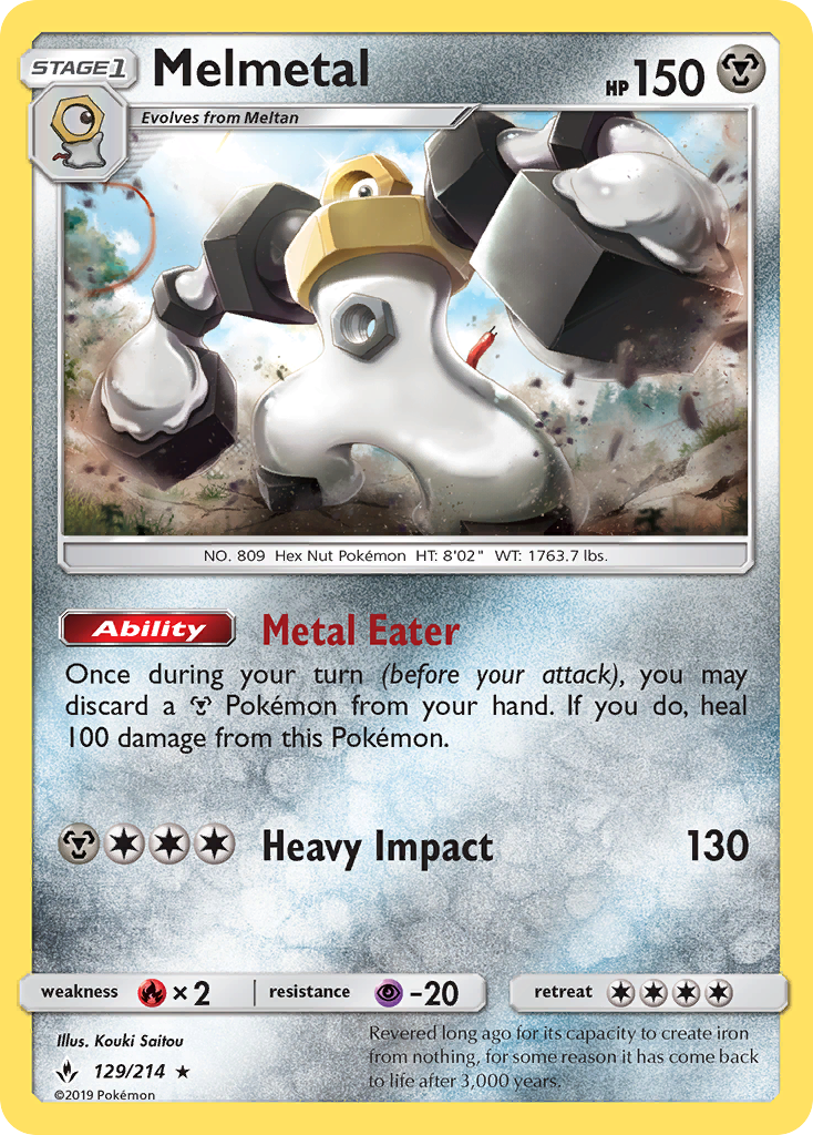 Melmetal 129 Rare Holo card from Unbroken Bonds