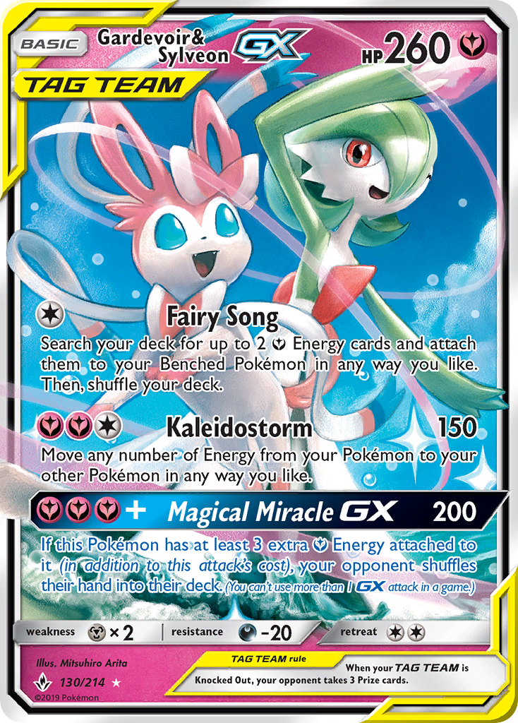 Gardevoir & Sylveon-GX 130/214 Rare Holo GX card from Unbroken Bonds