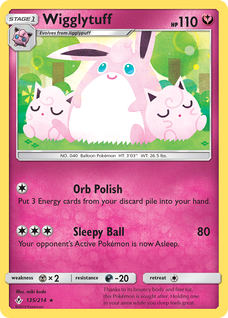 Wigglytuff 135 Rare card from Unbroken Bonds