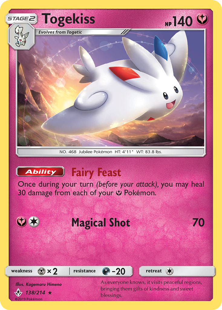 Togekiss 138 Rare Holo card from Unbroken Bonds