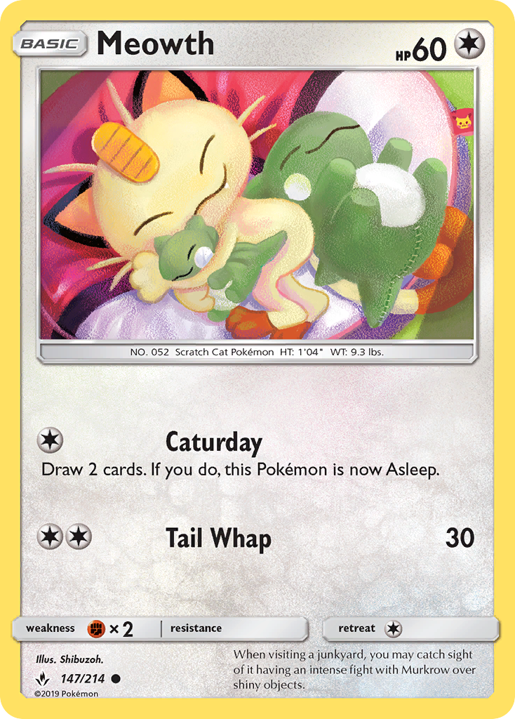 Meowth 147 Common card from Unbroken Bonds