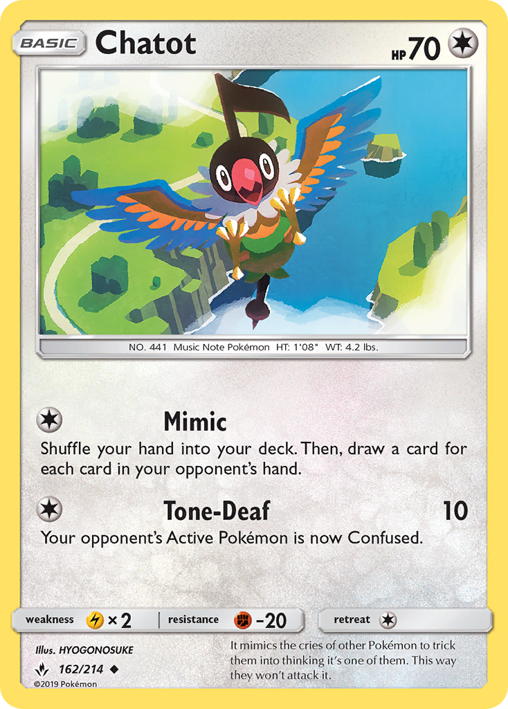 Chatot 162/214 Uncommon card from Unbroken Bonds