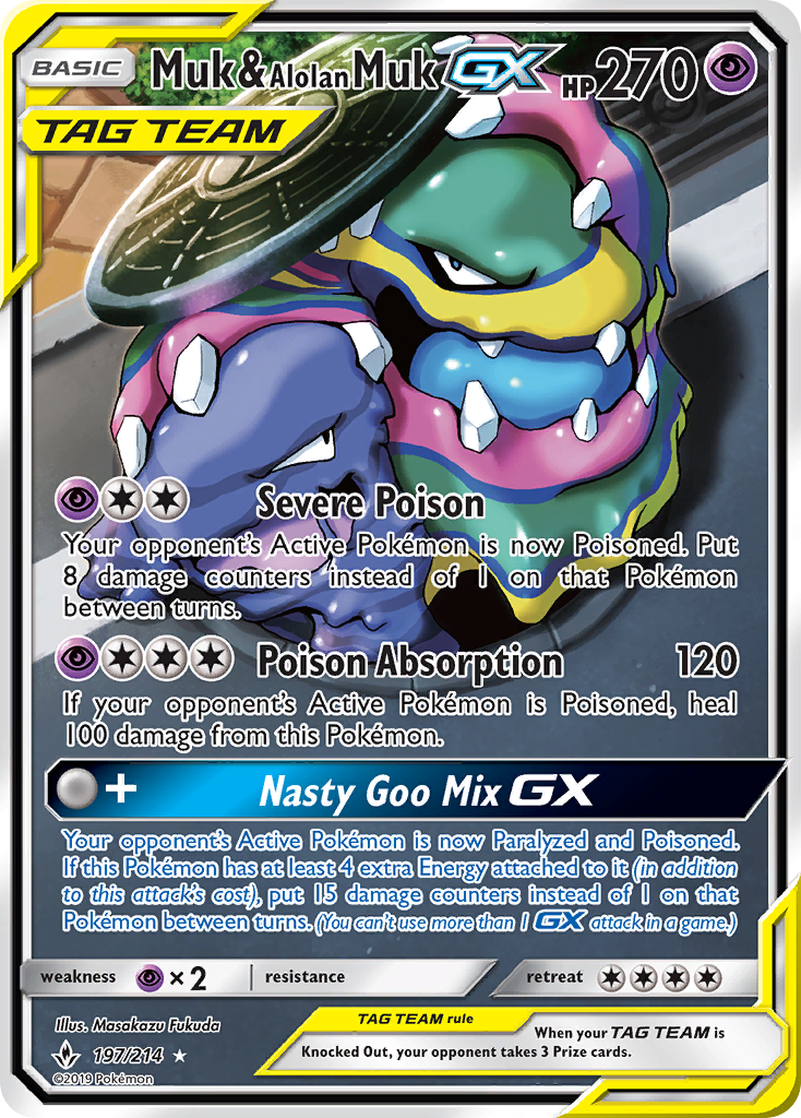 Muk & Alolan Muk-GX 197 Rare Ultra card from Unbroken Bonds