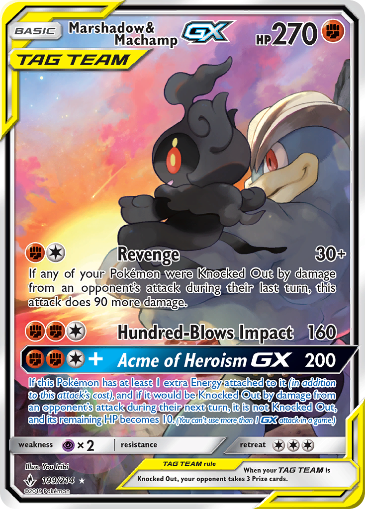 Marshadow & Machamp-GX 199/214 Rare Ultra card from Unbroken Bonds