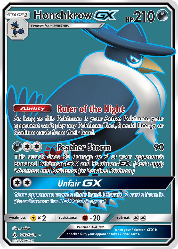 Honchkrow-GX 202/214 Rare Ultra card from Unbroken Bonds