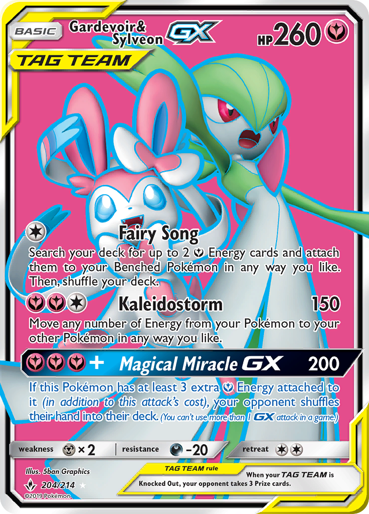 Gardevoir & Sylveon-GX 204 Rare Ultra card from Unbroken Bonds