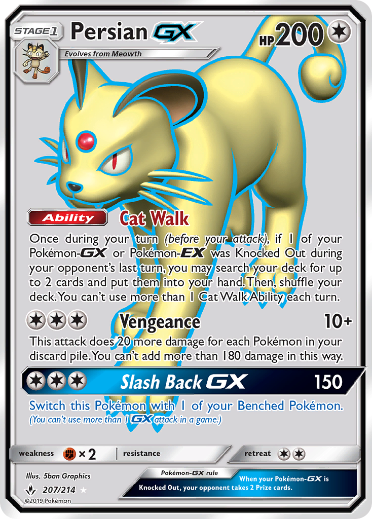Persian-GX 207/214 Rare Ultra card from Unbroken Bonds