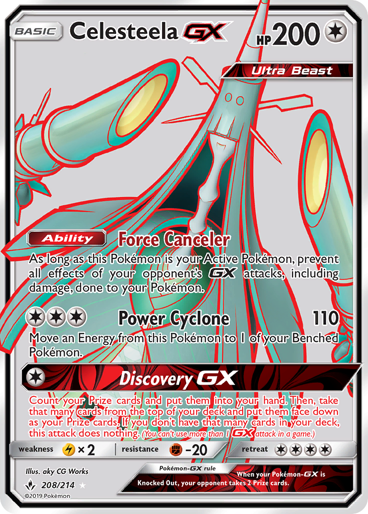 Celesteela-GX 208 Rare Ultra card from Unbroken Bonds