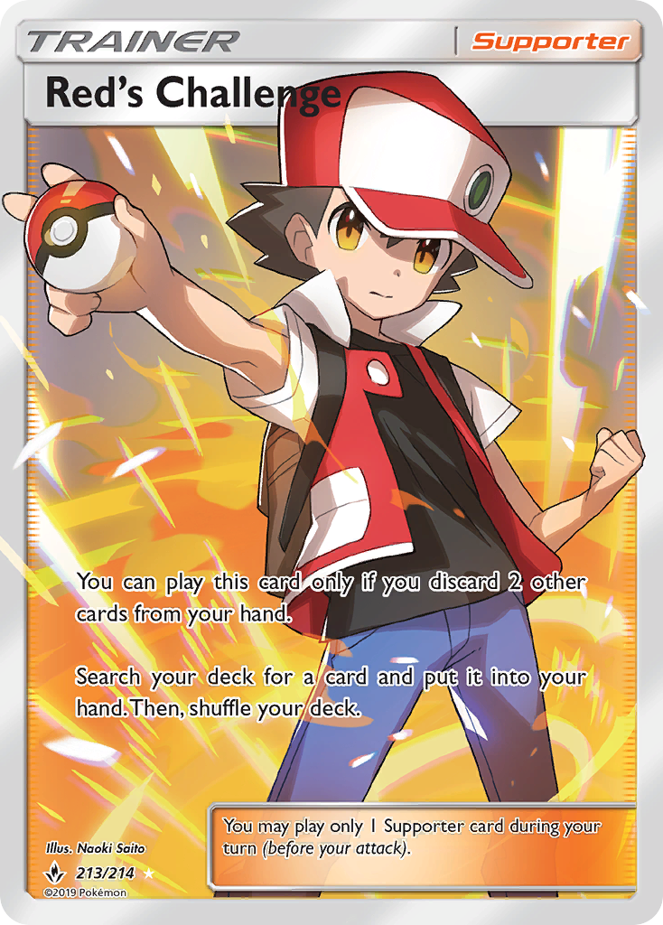 Red's Challenge 213 Rare Ultra card from Unbroken Bonds