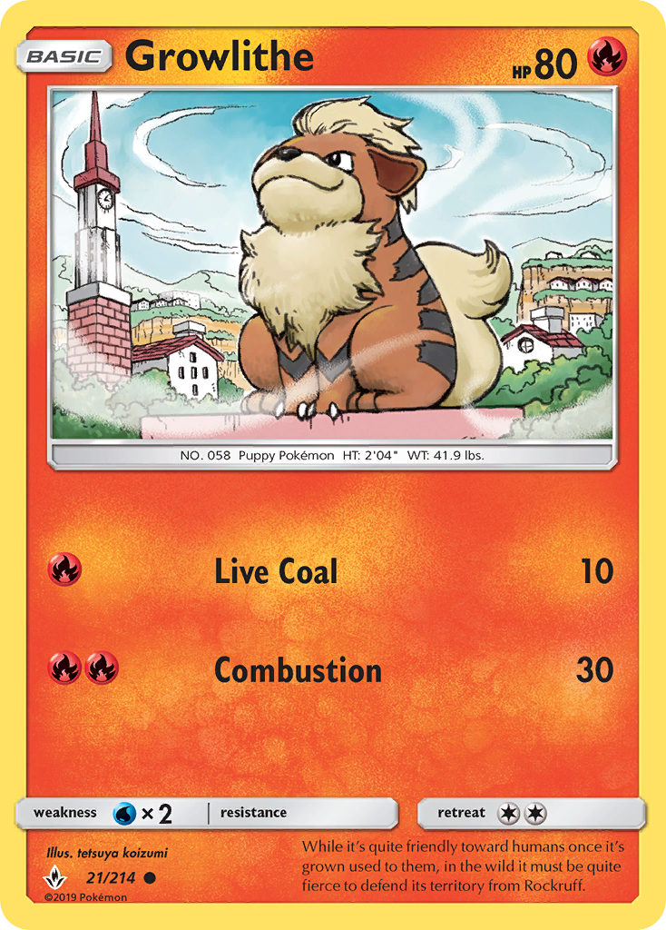 Growlithe 21/214 Common card from Unbroken Bonds