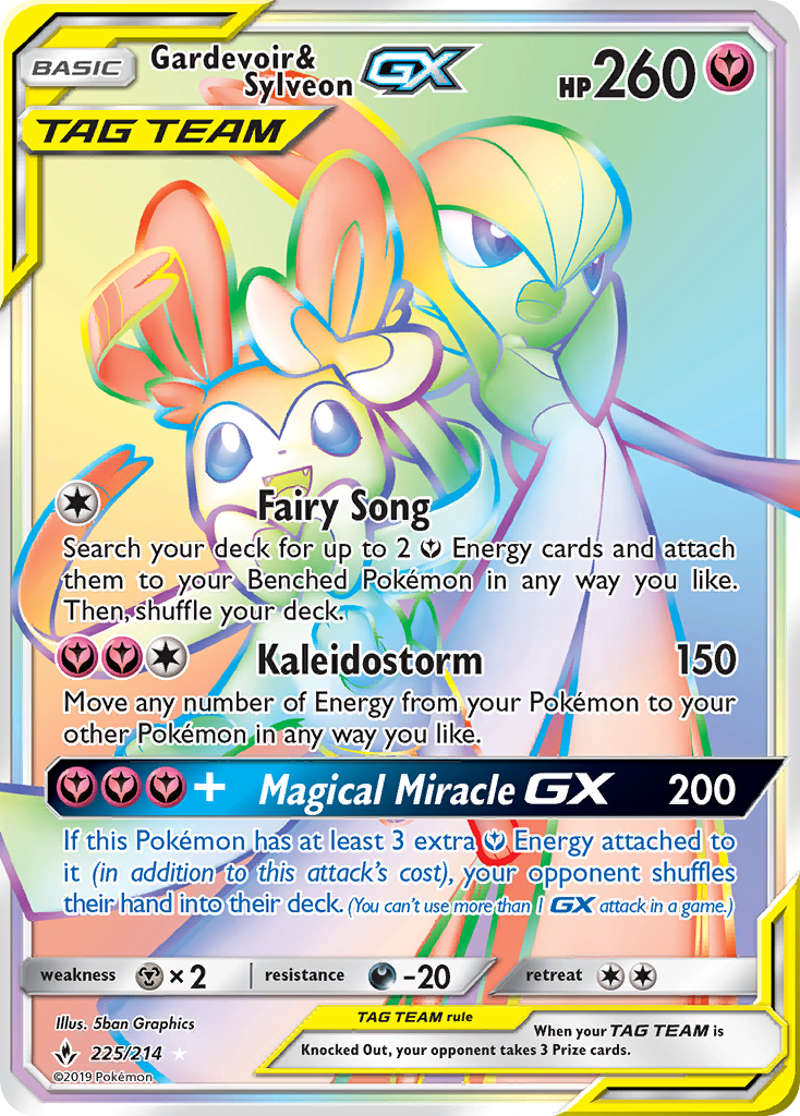 Gardevoir & Sylveon-GX 225 Rare Rainbow card from Unbroken Bonds