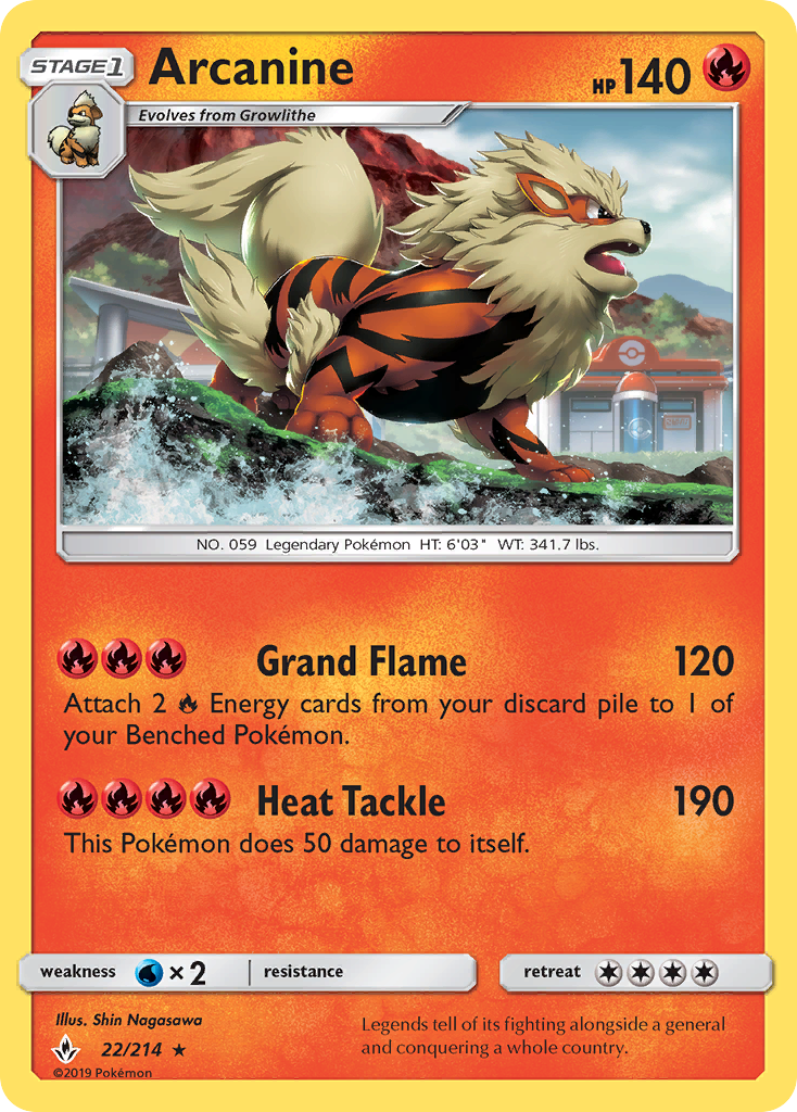 Arcanine 22 Rare Holo card from Unbroken Bonds