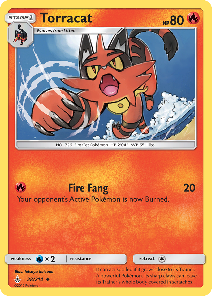 Torracat 28 Uncommon card from Unbroken Bonds