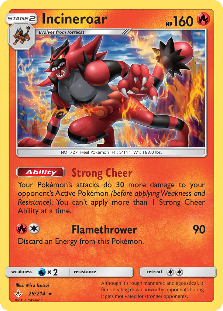 Incineroar 29 Rare card from Unbroken Bonds