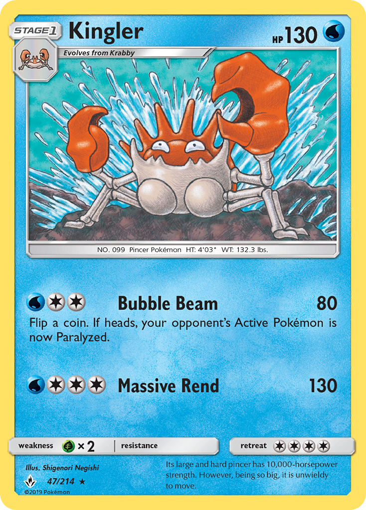 Kingler 47/214 Rare card from Unbroken Bonds