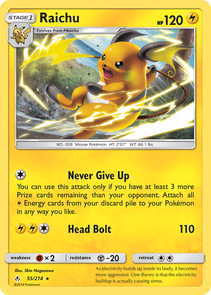 Raichu 55 Rare card from Unbroken Bonds
