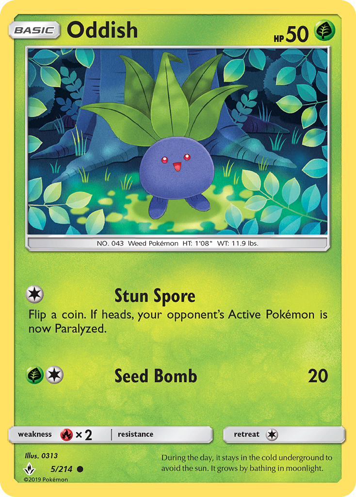 Oddish 5/214 Common card from Unbroken Bonds