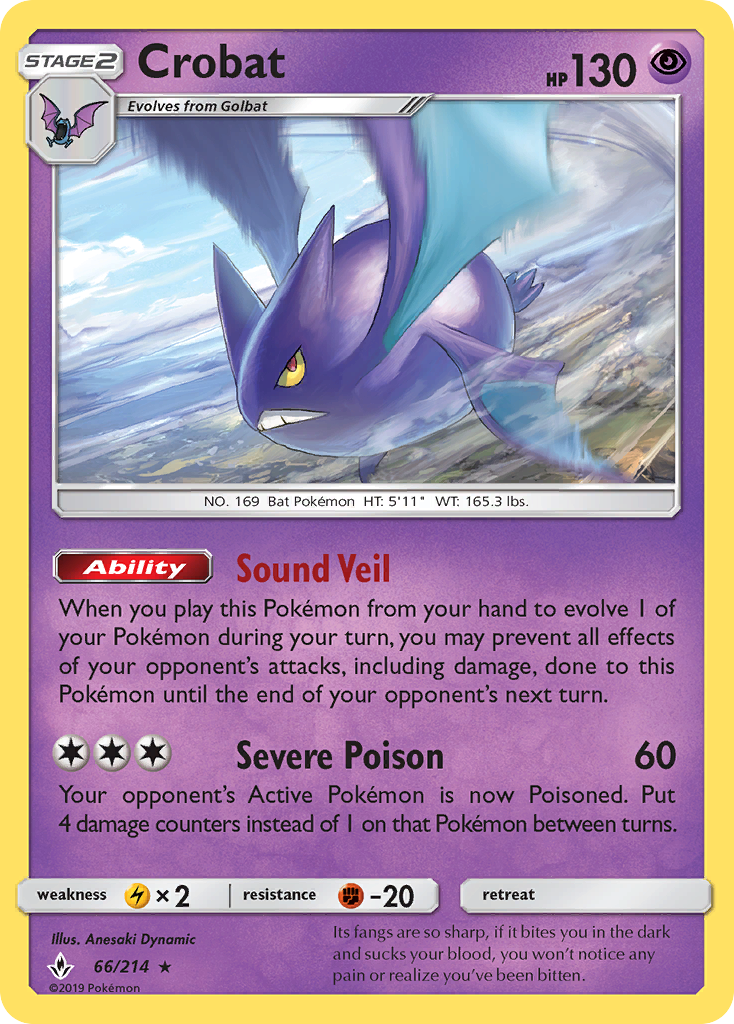 Crobat 66/214 Rare Holo card from Unbroken Bonds