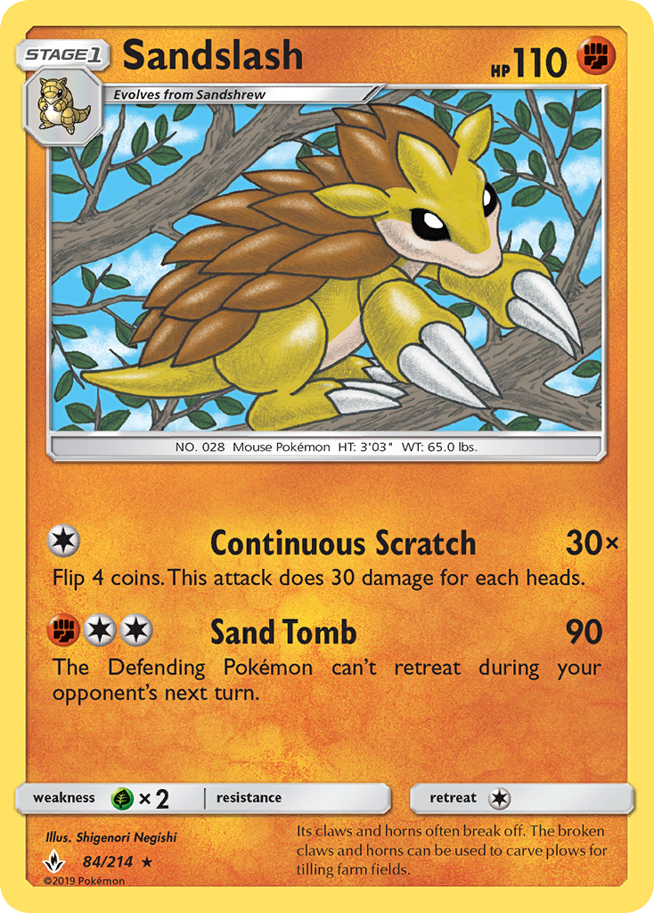 Sandslash 84/214 Rare card from Unbroken Bonds