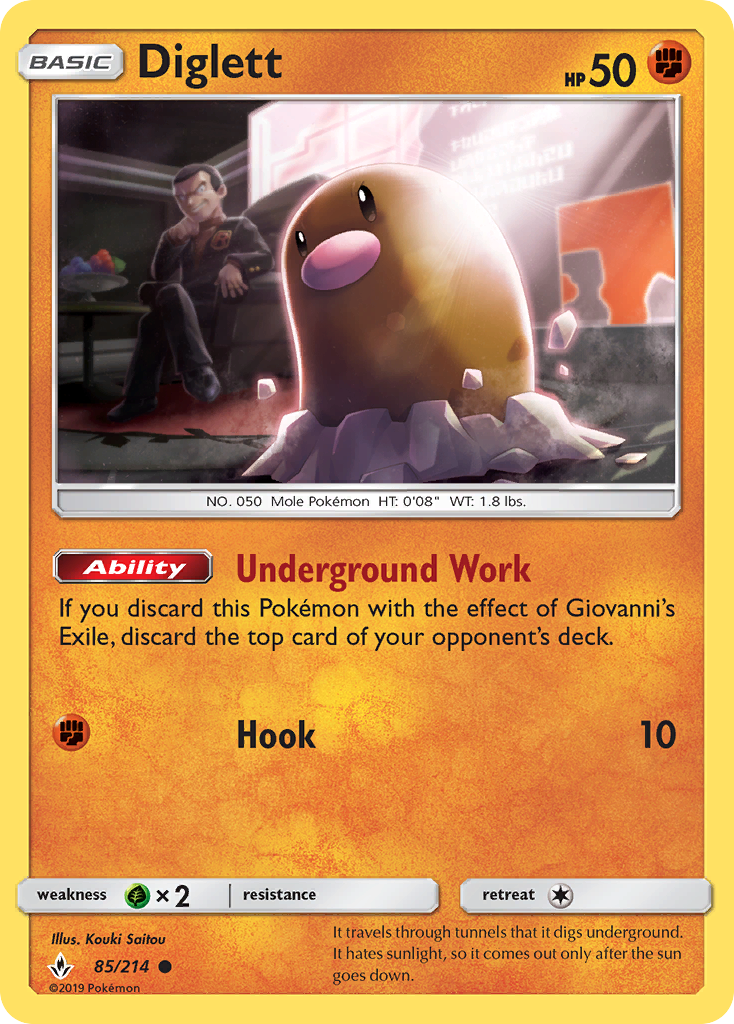 Diglett 85/214 Common card from Unbroken Bonds