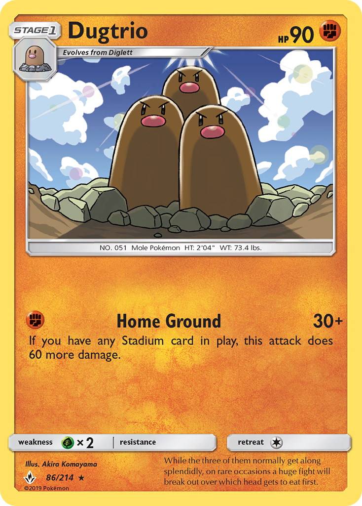 Dugtrio 86 Rare card from Unbroken Bonds