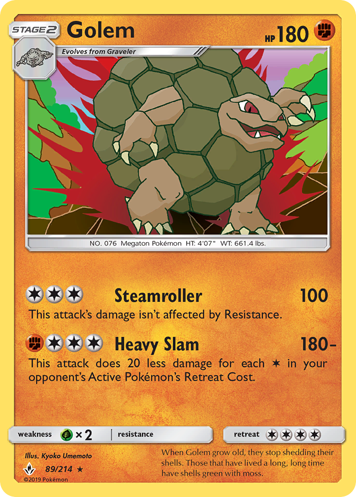 Golem 89/214 Rare Holo card from Unbroken Bonds