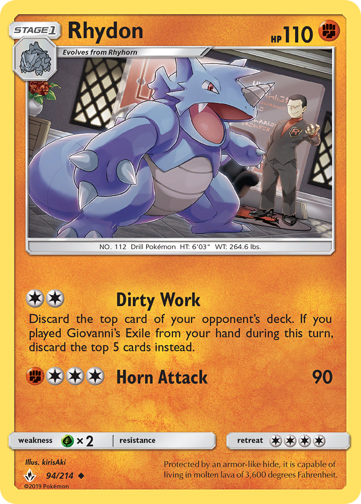 Rhydon 94 Uncommon card from Unbroken Bonds