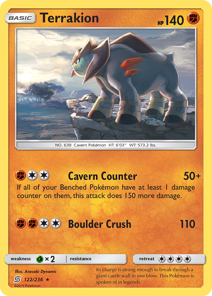 Terrakion 122/236 Rare Holo card from Unified Minds