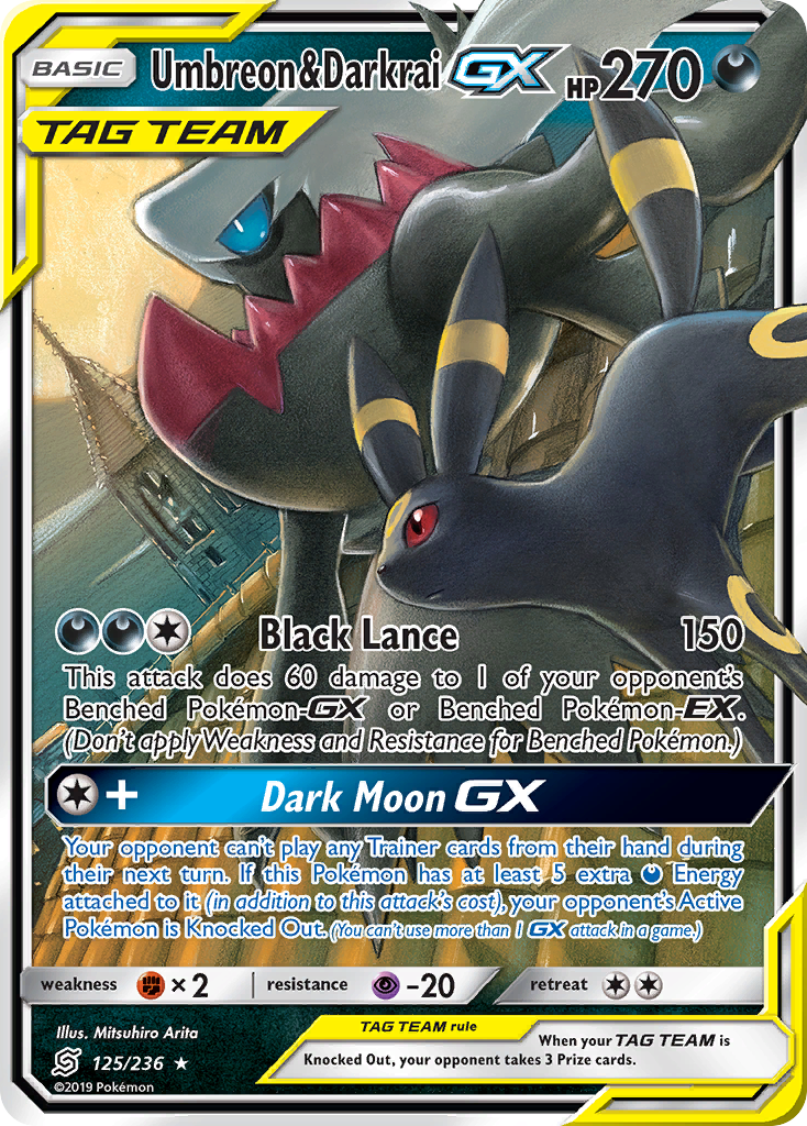 Umbreon & Darkrai-GX 125 Rare Holo GX card from Unified Minds