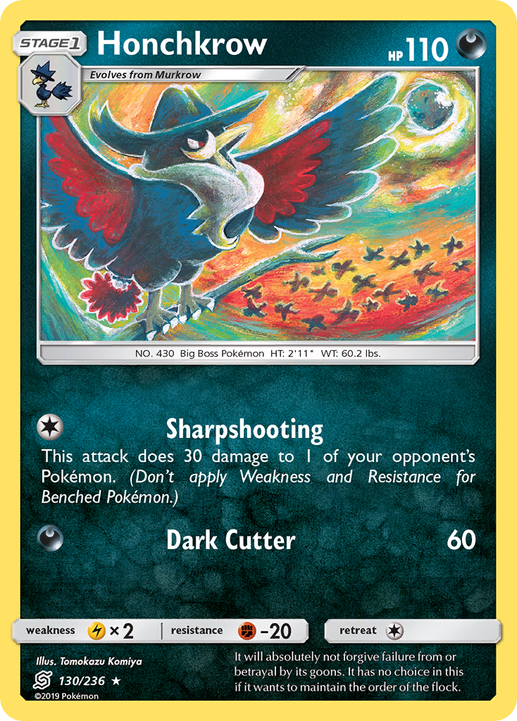 Honchkrow 130 Rare card from Unified Minds