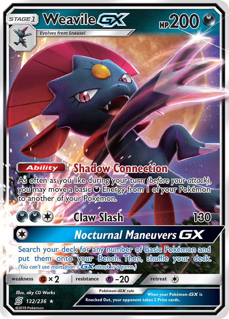 Weavile-GX 132 Rare Holo GX card from Unified Minds