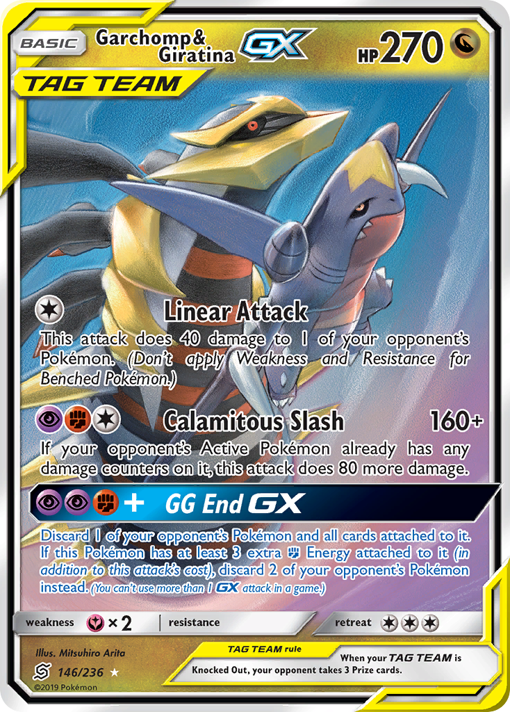 Garchomp & Giratina-GX 146 Rare Holo GX card from Unified Minds