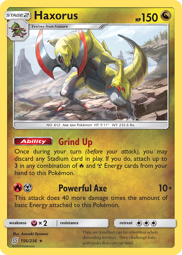 Haxorus 156 Rare Holo card from Unified Minds