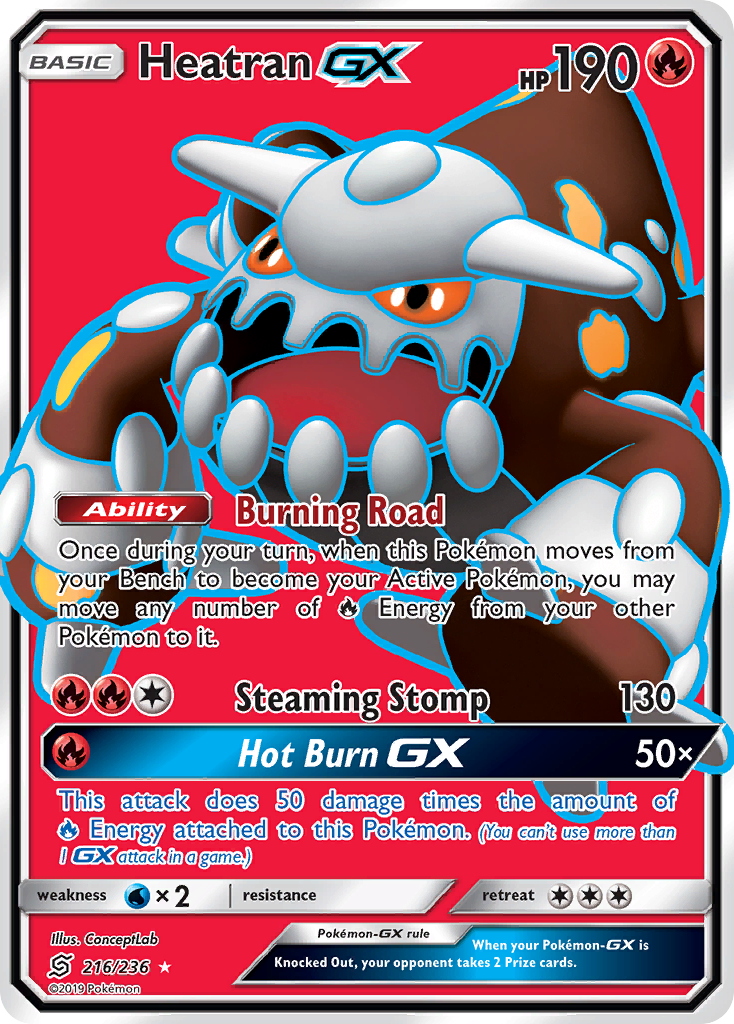 Heatran-GX 216 Rare Ultra card from Unified Minds