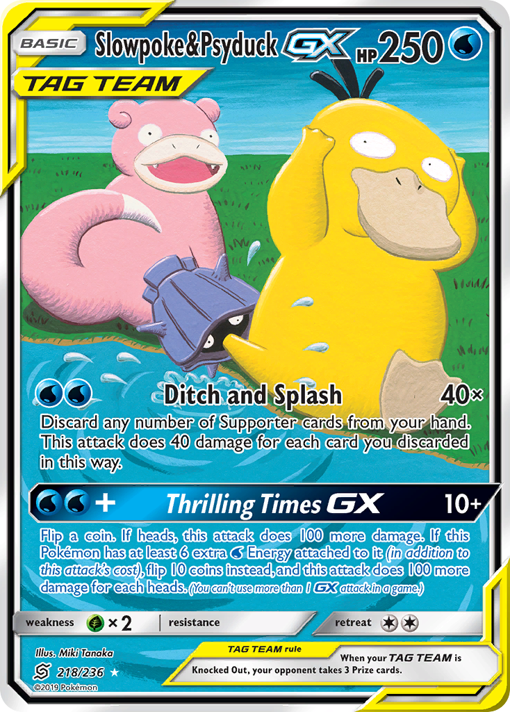 Slowpoke & Psyduck-GX 218 Rare Ultra card from Unified Minds